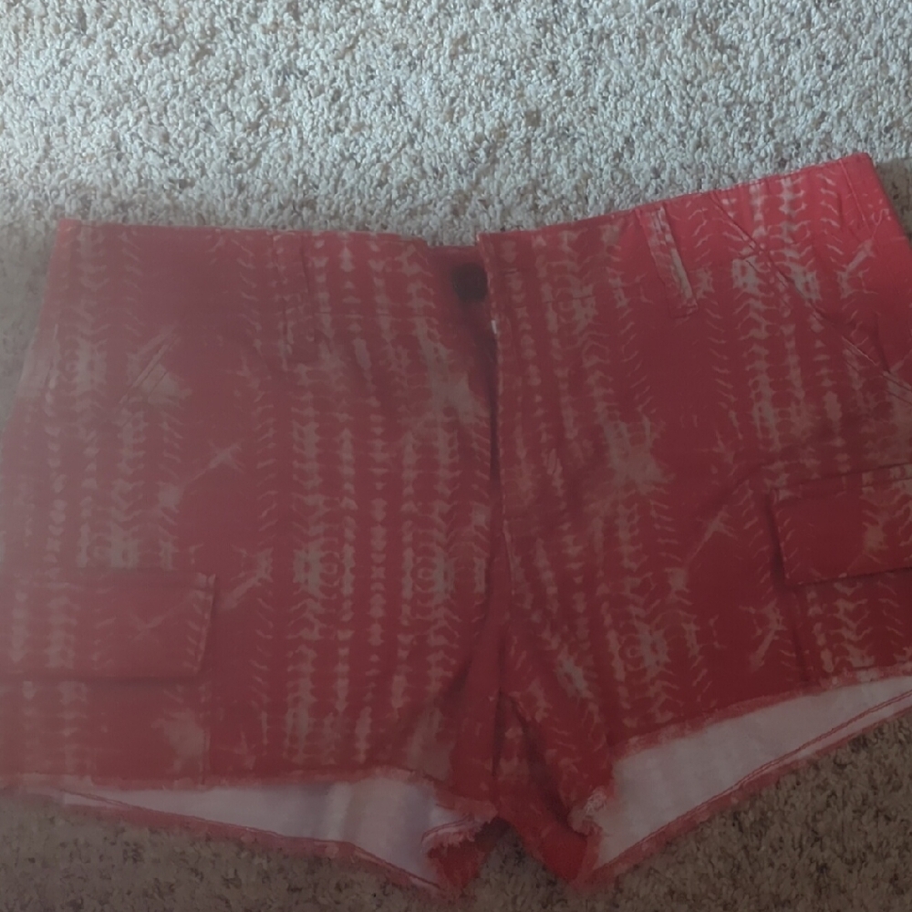 Route 66 Red Tie-Dye Women Shorts